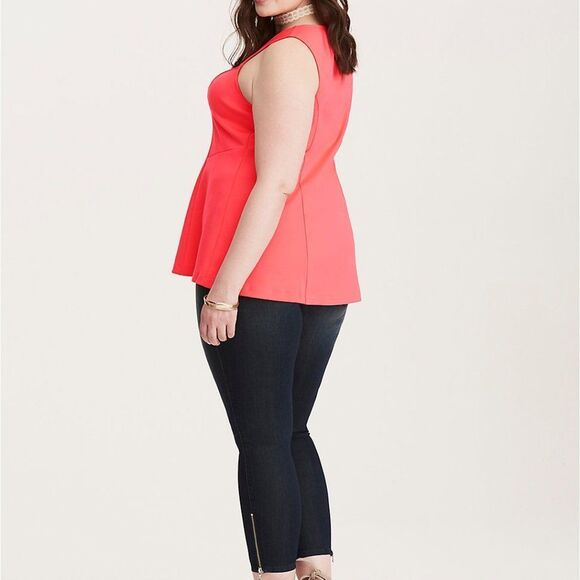 Torrid Coral Vneck Sleeveless Peplum Tank Top 4 4X - Picture 2 of 14